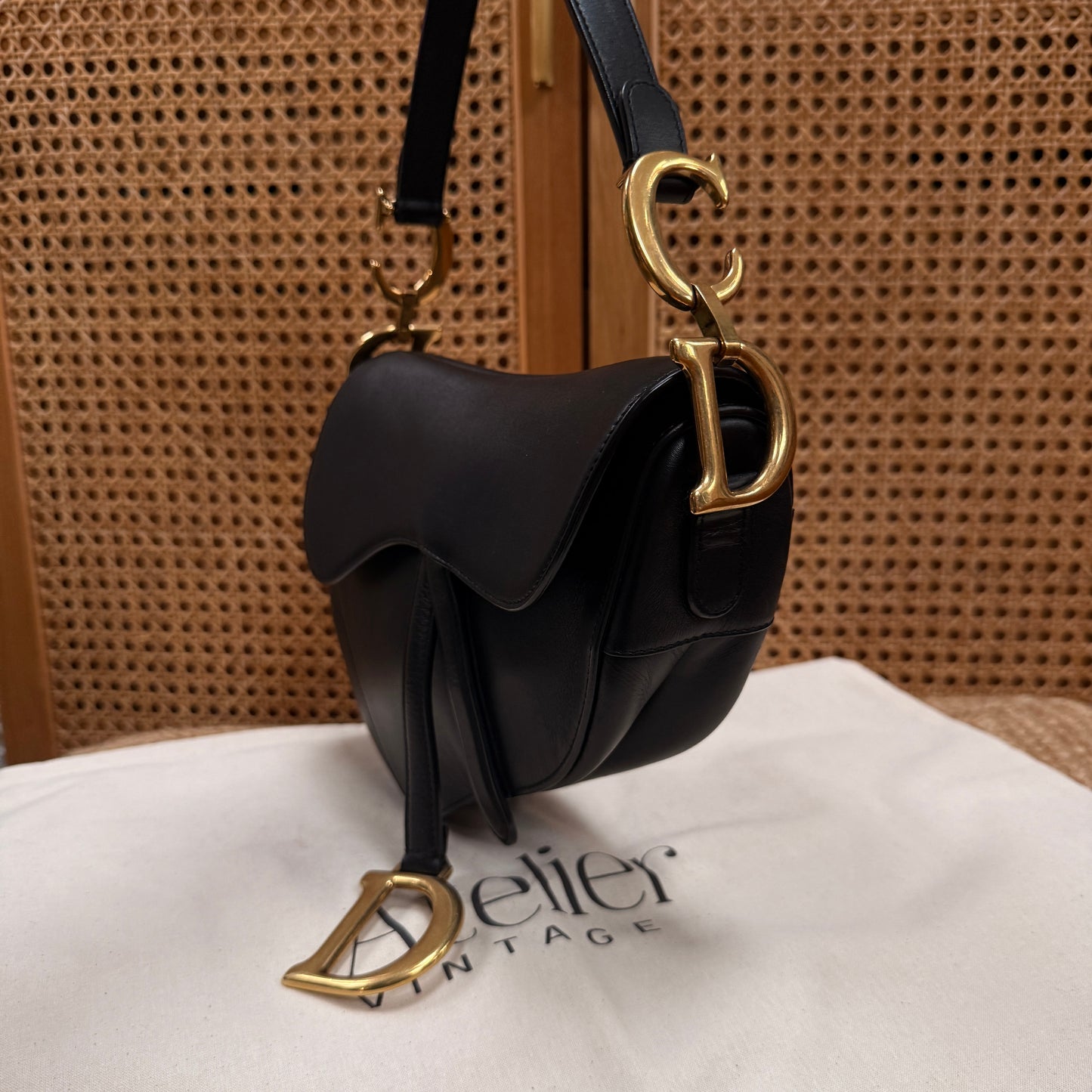 Dior 2018 Saddle Bag in Black Leather