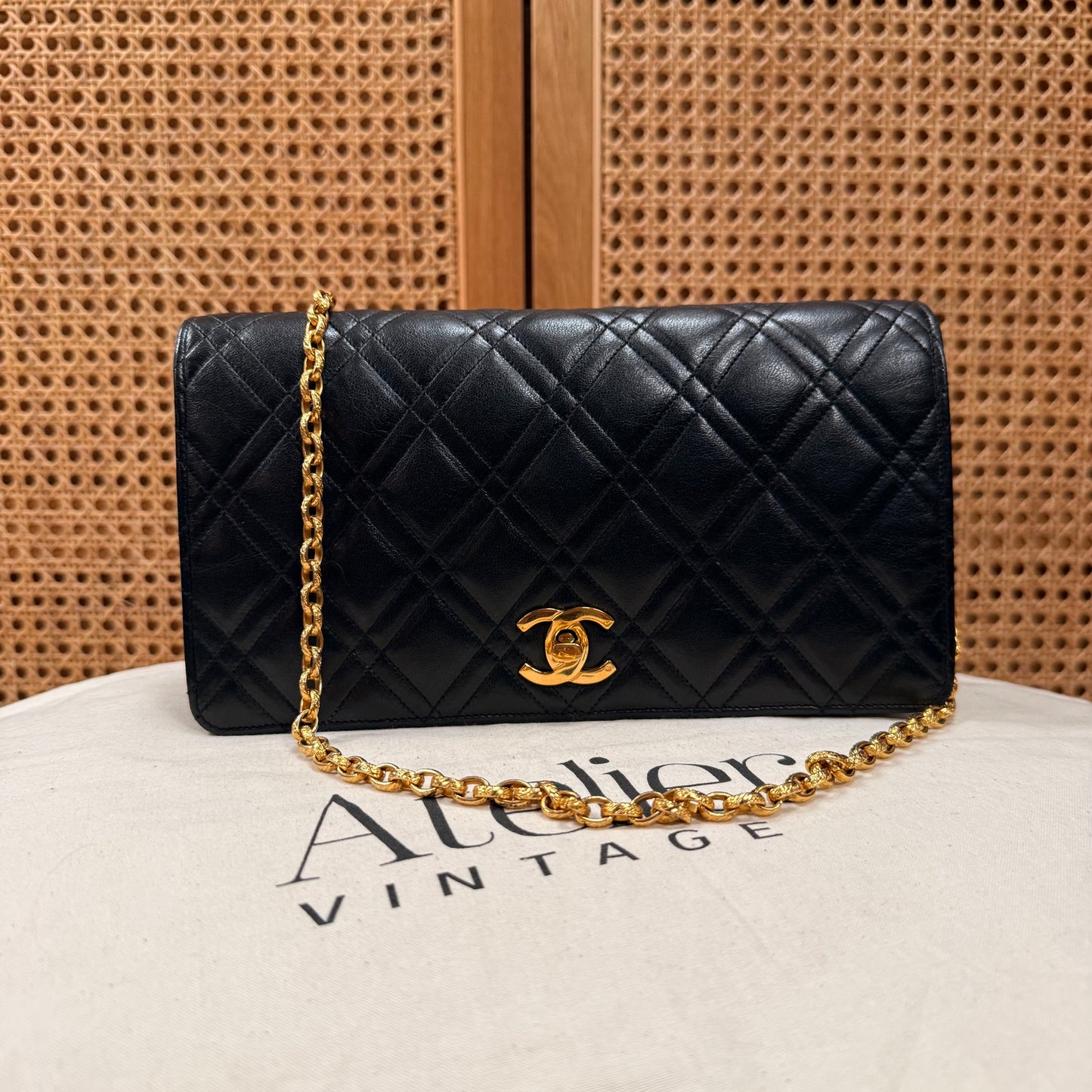 Chanel Rare Early 1980s Double Diamond Quilted Bijoux Chain Classic Rectangle