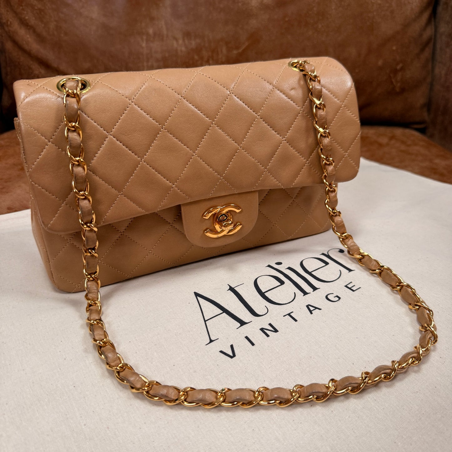 Chanel 1997 Rare Dark Beige Classic Double Flap Small
