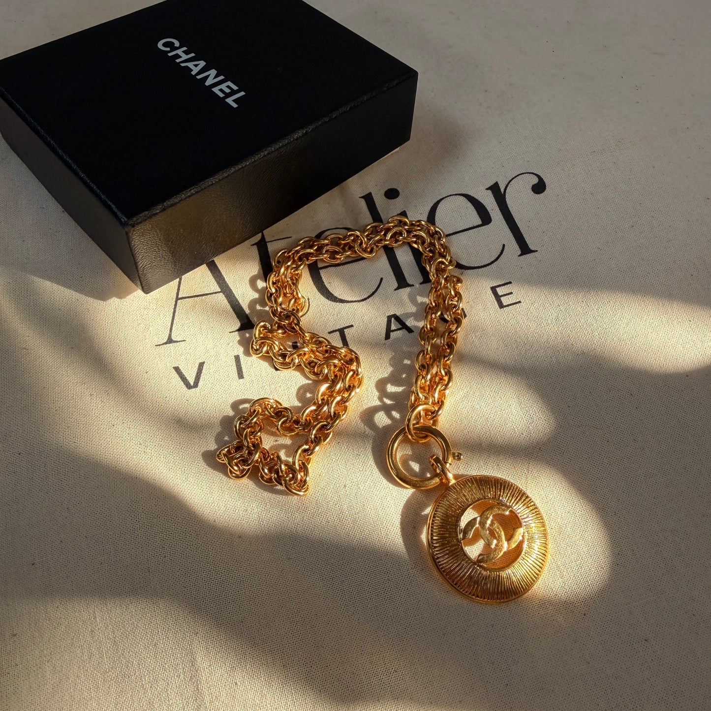 Chanel 1980s Vintage CC Pendant & Chain