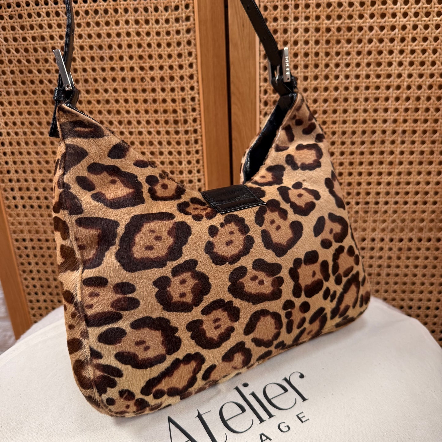 Fendi 2002 Mamma Baguette Leopard Tote - Limited Edition Pony Hair & Enamel Closure