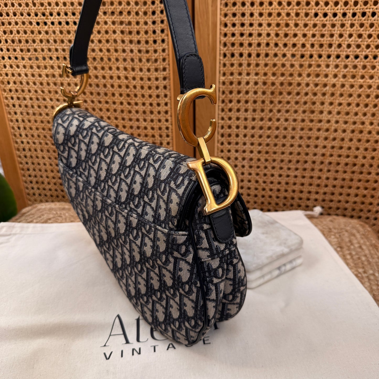Dior 2019 Saddle Bag in Navy Oblique