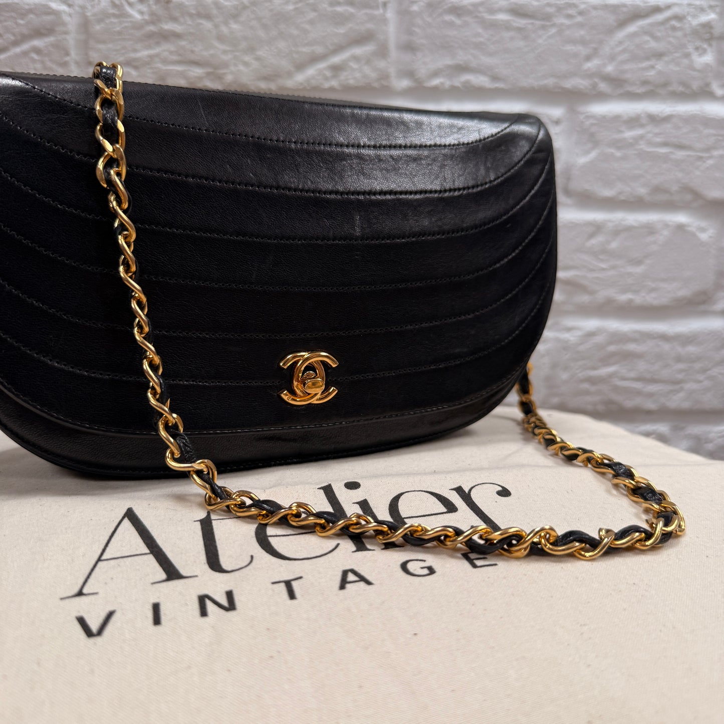 Chanel Early 1980s Quilted Half Moon CC Turnlock Single Flap