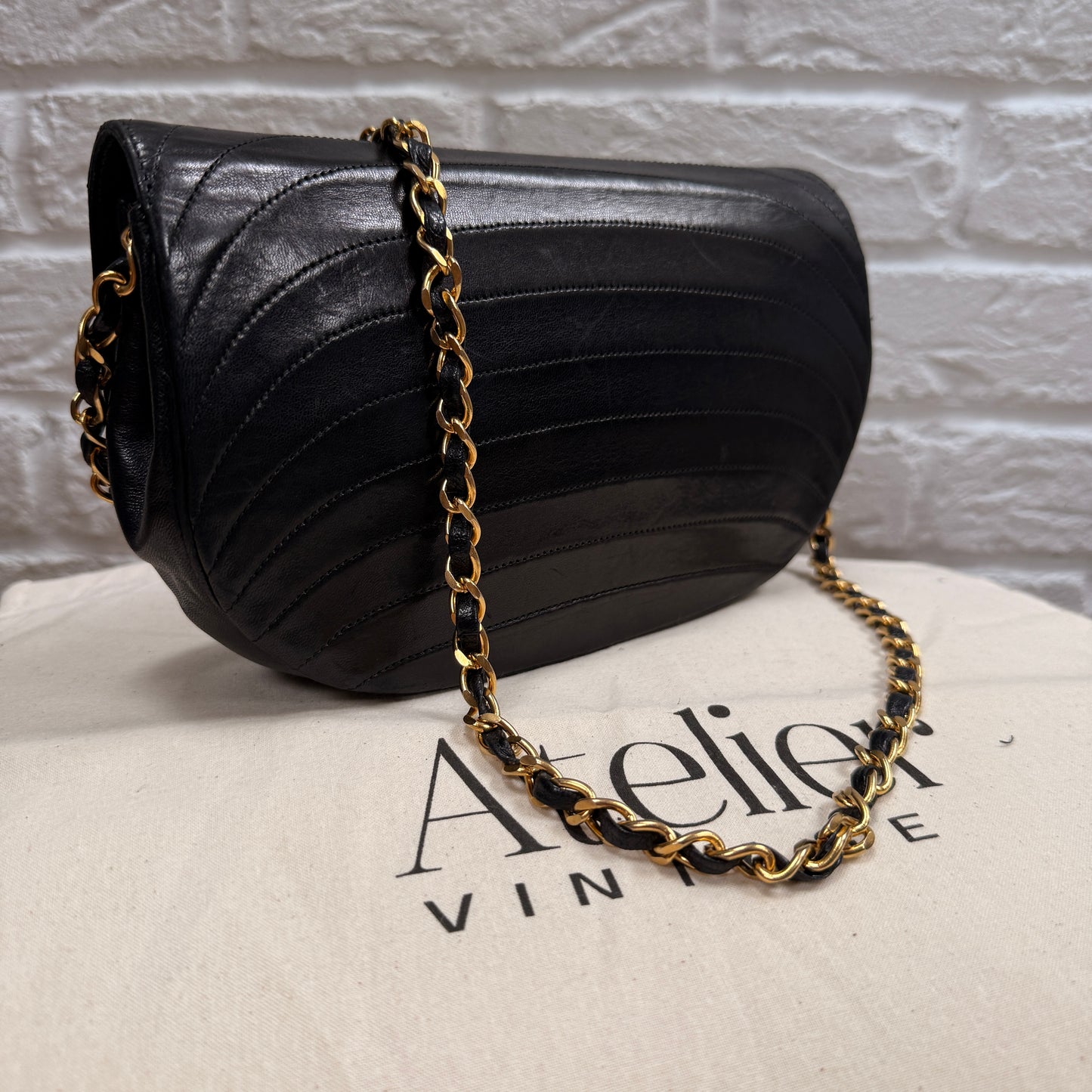 Chanel Early 1980s Quilted Half Moon CC Turnlock Single Flap