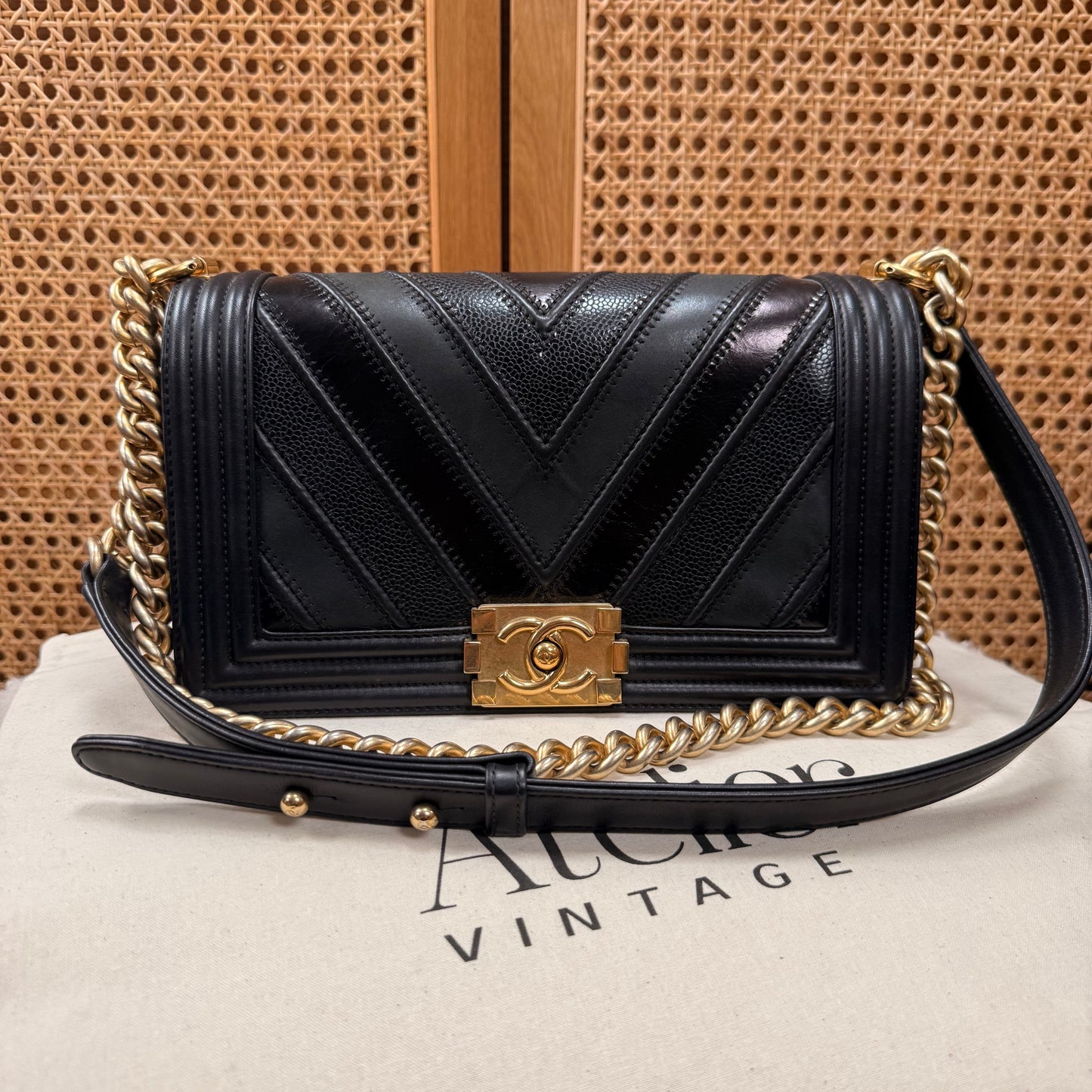 Chanel Rare 2016 Black Le Boy in Caviar mix