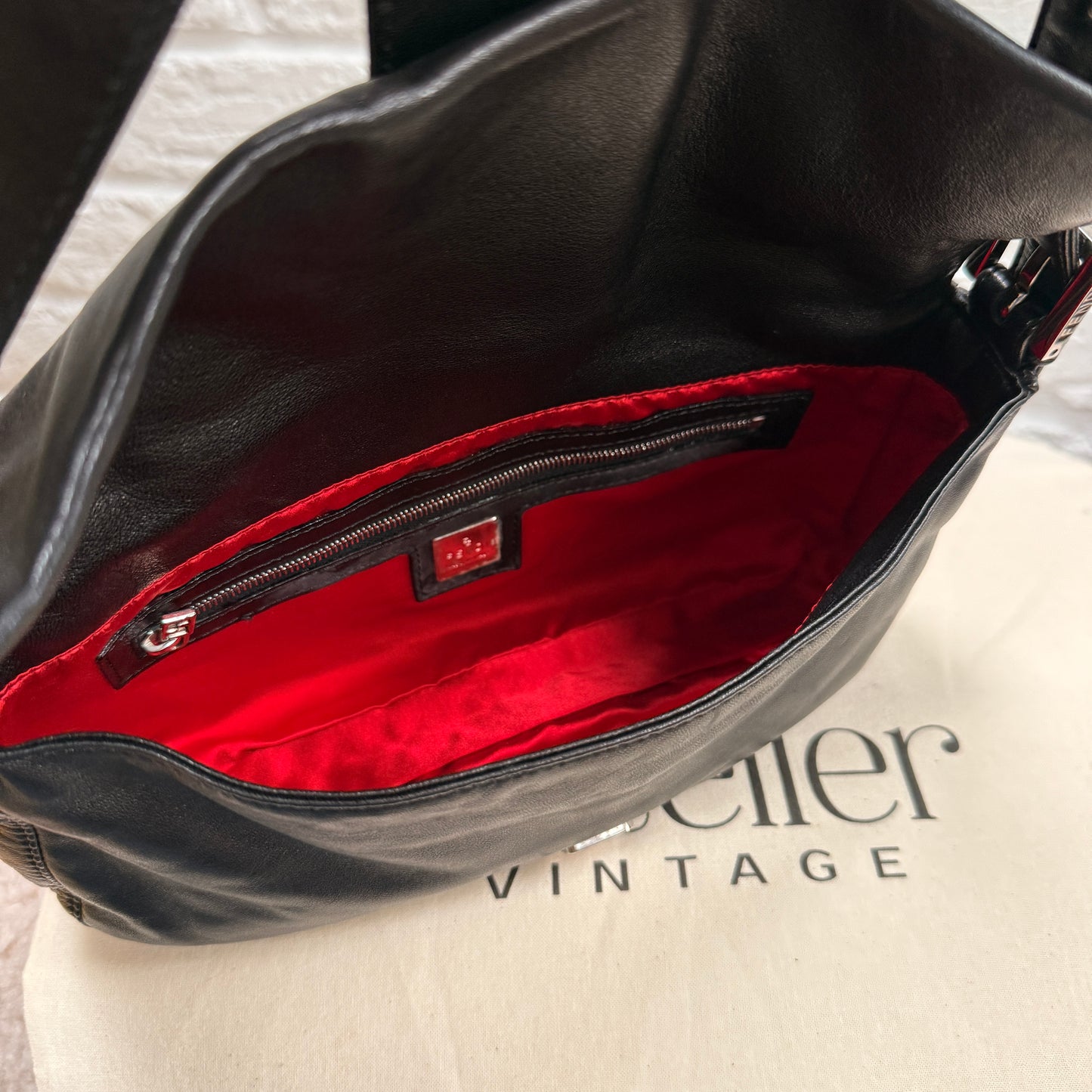 Fendi 1990s Original Fendi Baguette in black leather with limited edition animal print closure