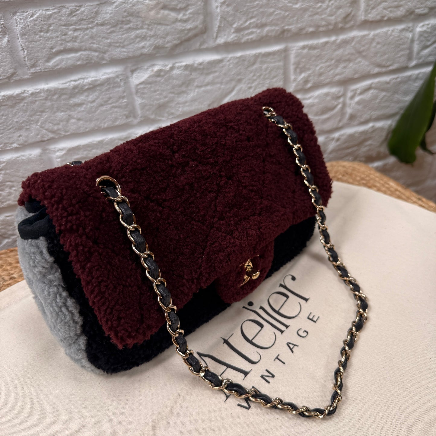 Chanel 2019 Shearling Tri Color Single Flap