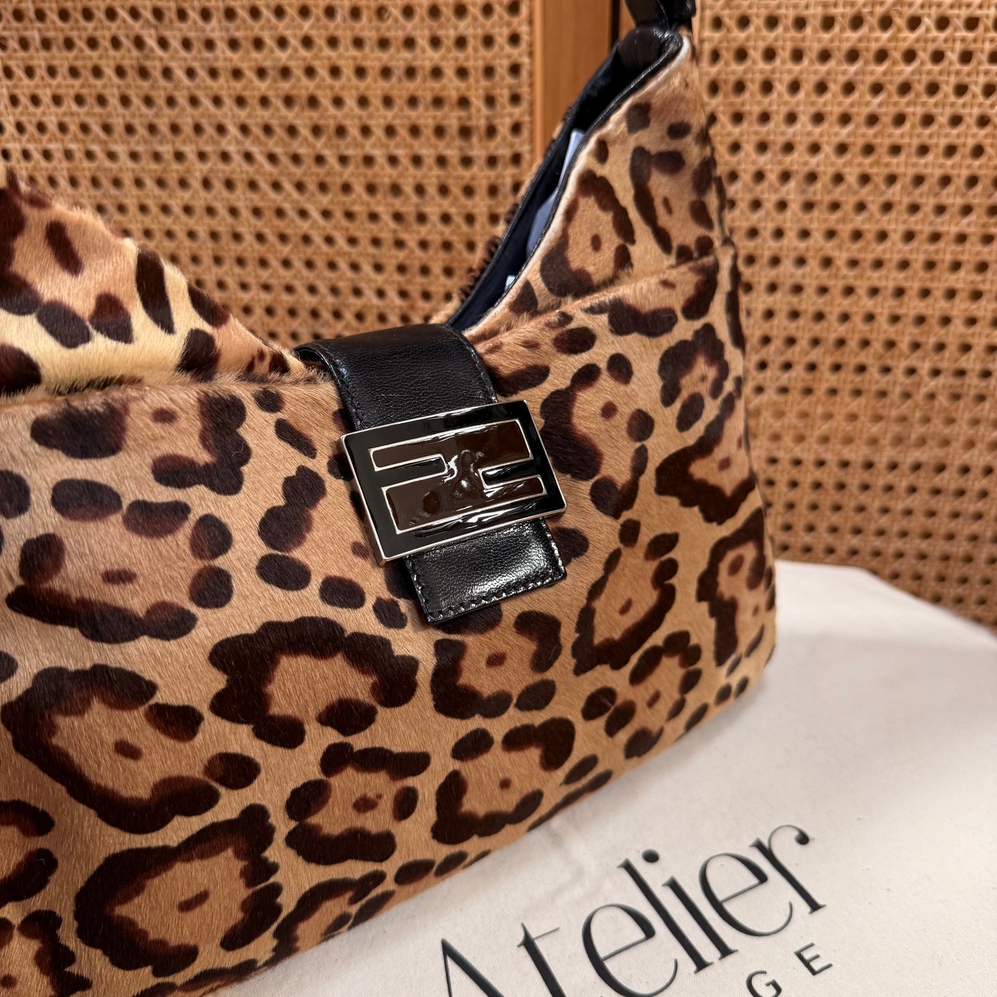 Fendi 2002 Mamma Baguette Leopard Tote - Limited Edition Pony Hair & Enamel Closure