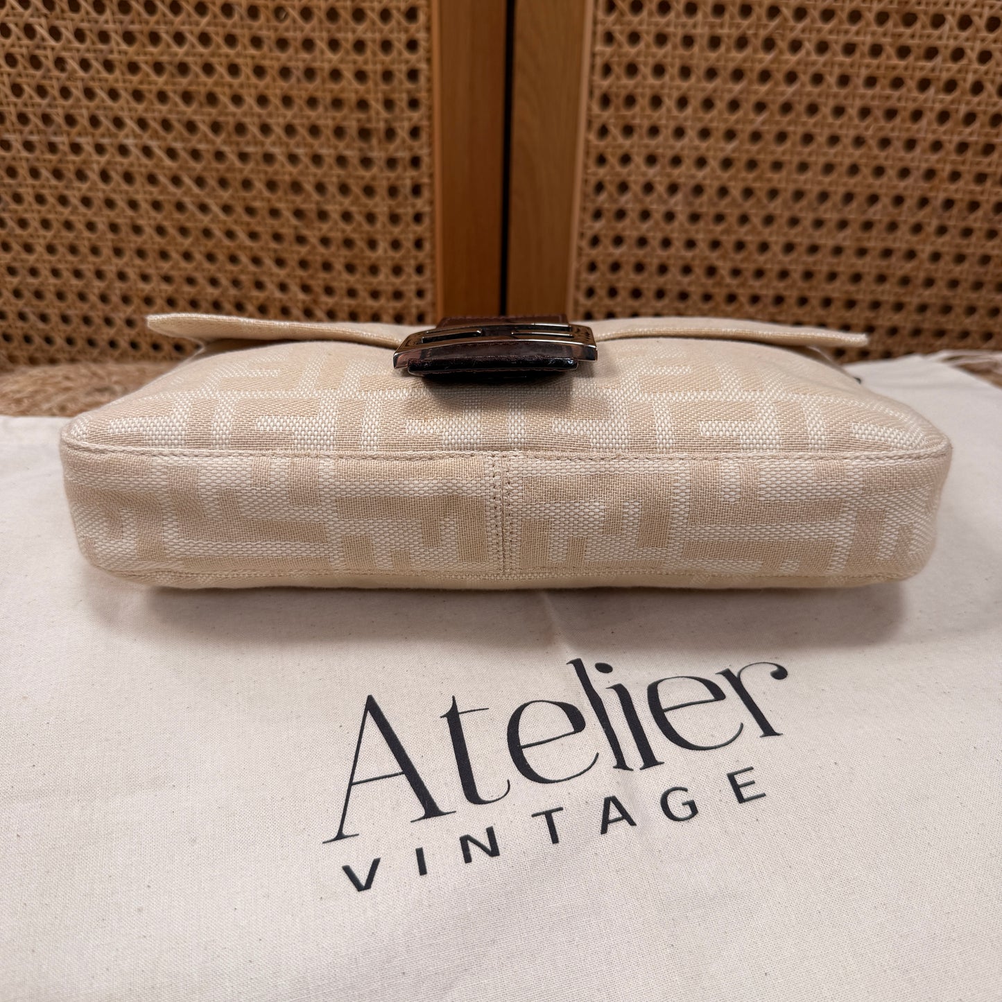 Fendi 1990s Original Baguette in Beige Canvas