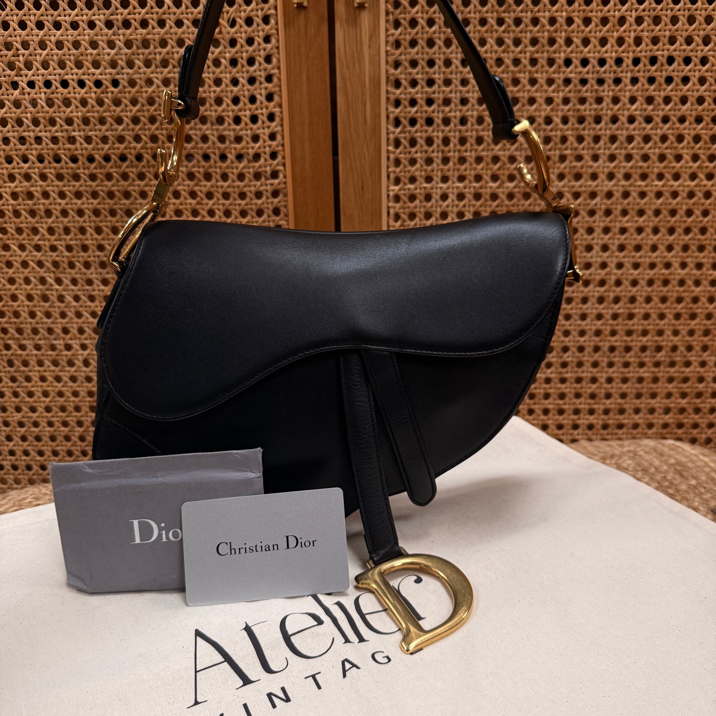 Dior 2018 Saddle Bag in Black Leather