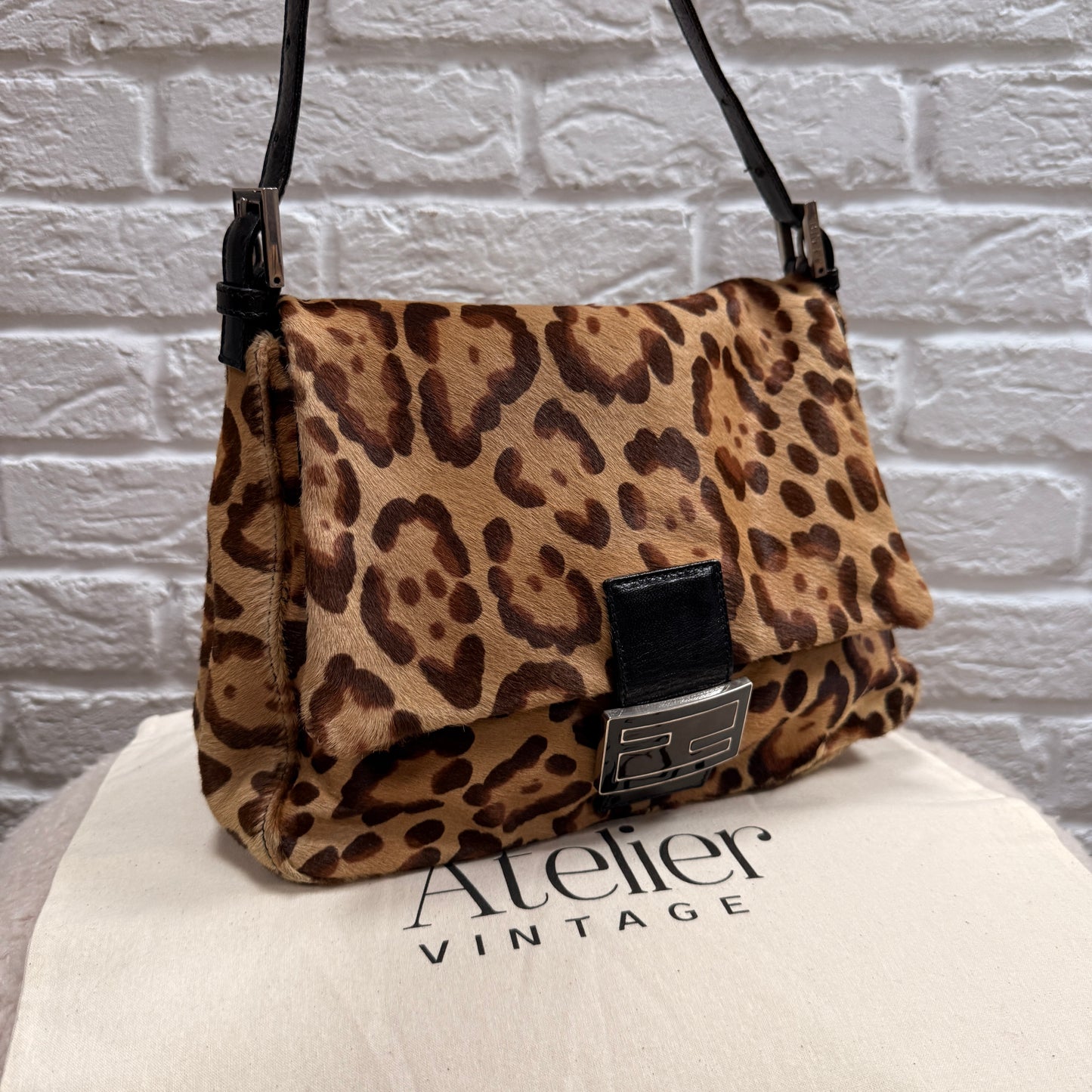 Fendi 1990s Original Fendi Mamma Baguette In Leopard Print Pony Hair