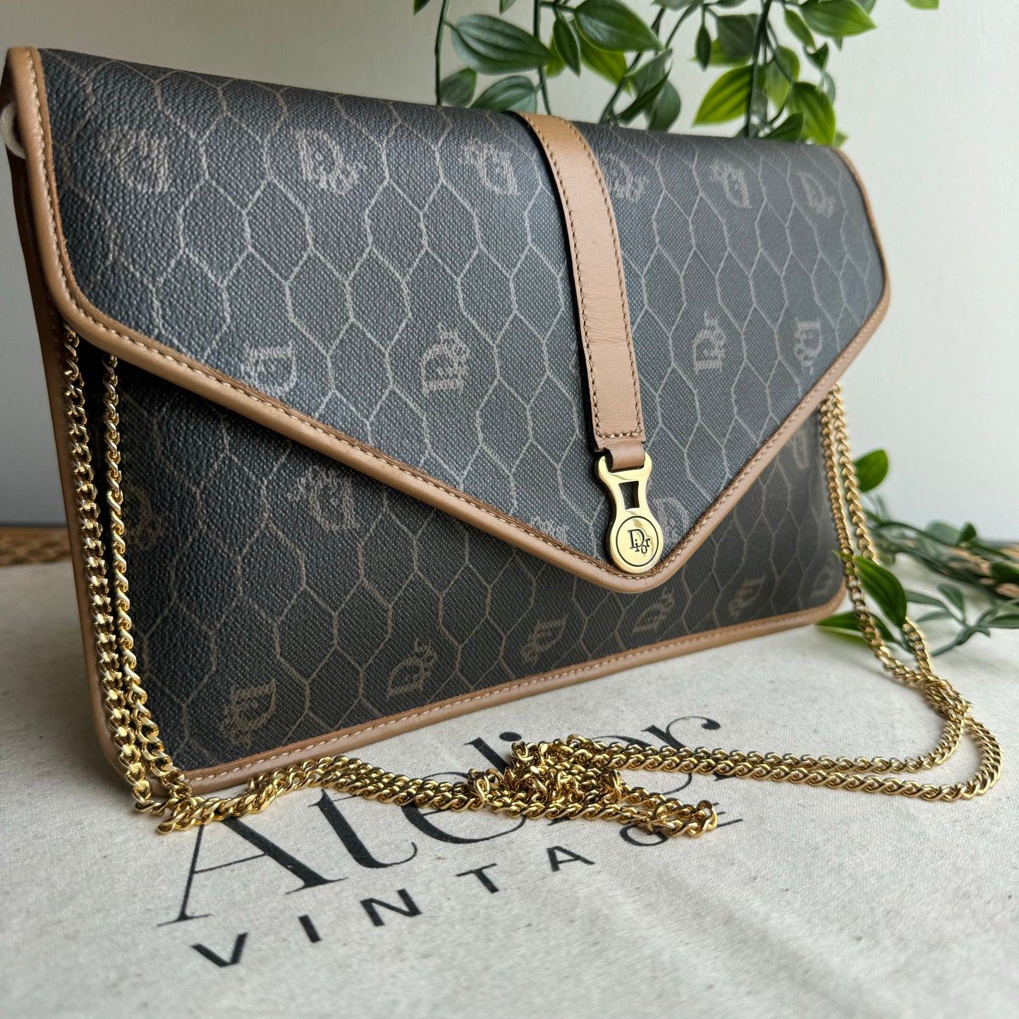 Dior 1980s Honeycomb Two Way Chain Strap Bag