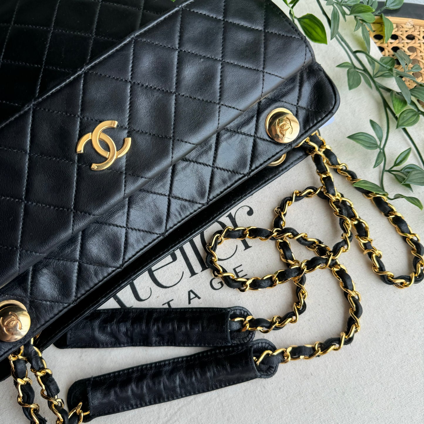 Chanel 1986 Lambskin Double Chain Timeless Tote