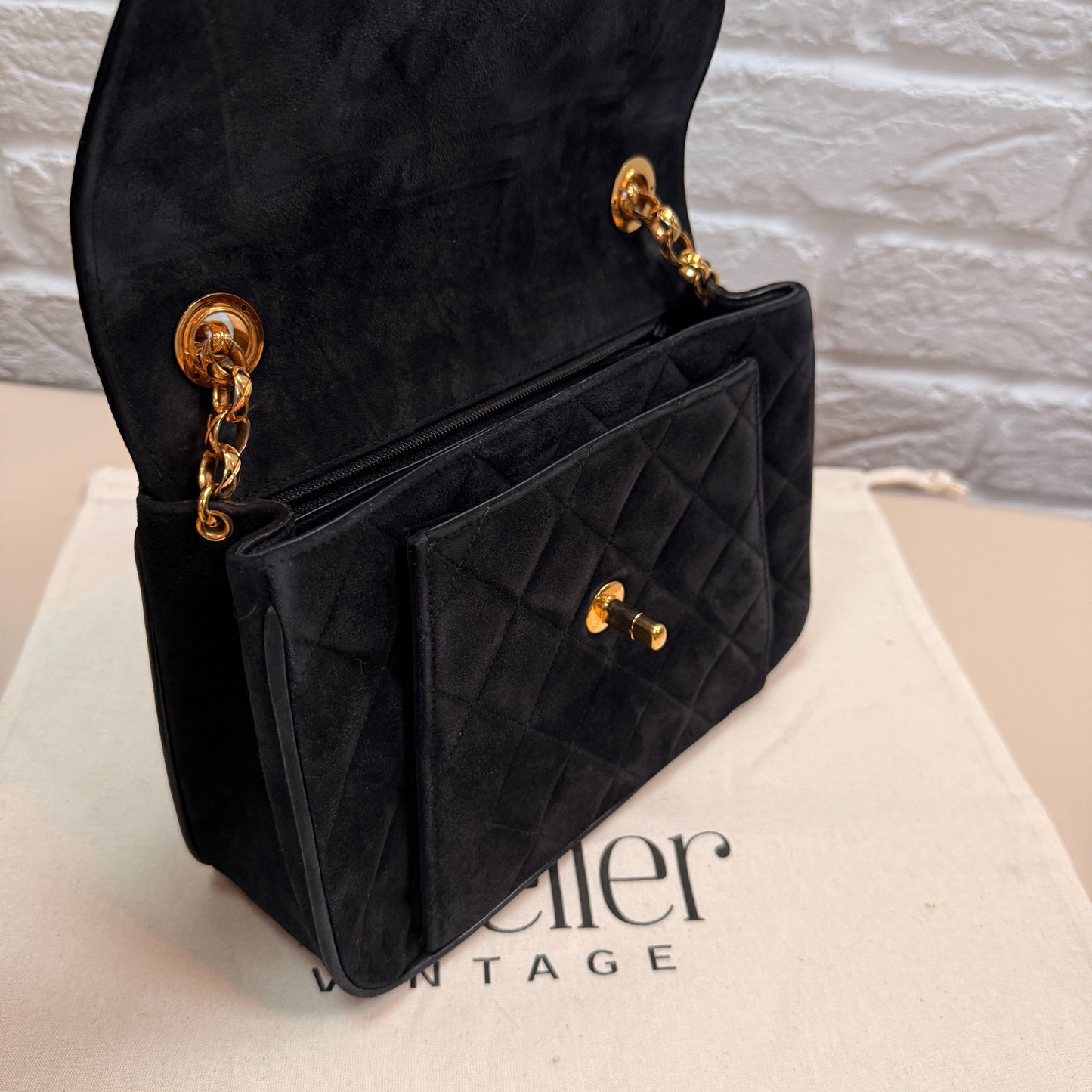 Chanel 1980s Ultra Rare Limited Edition Bijoux Chain in Black Suede and 24k Hold Hardware