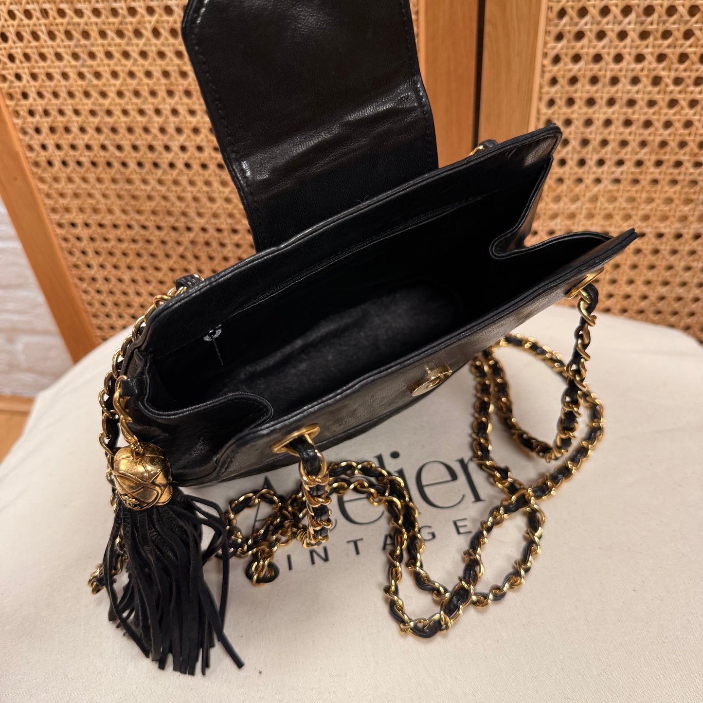 Chanel 1989 Black Camera Style Envelope Mini Tote