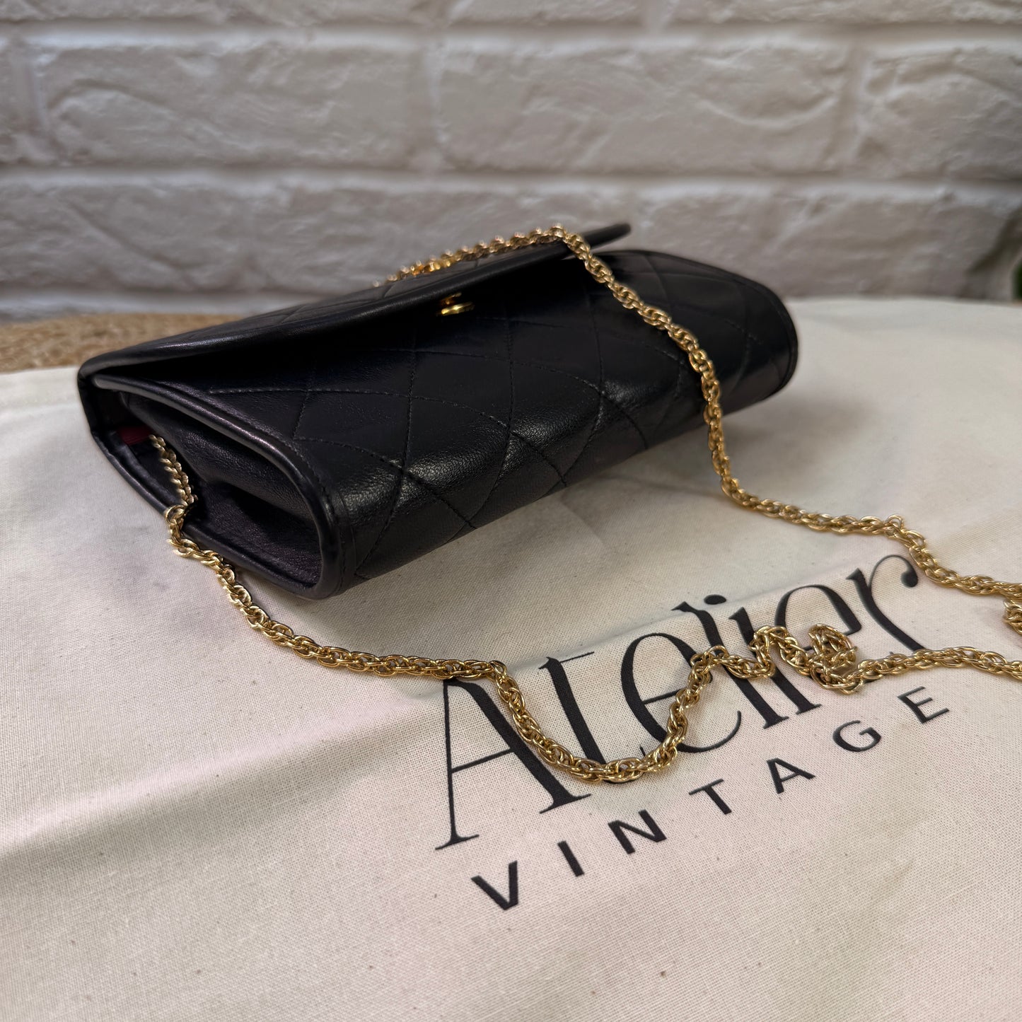 Chanel Early 1980s Rare Black Lambskin Leather Single flap Cross Body