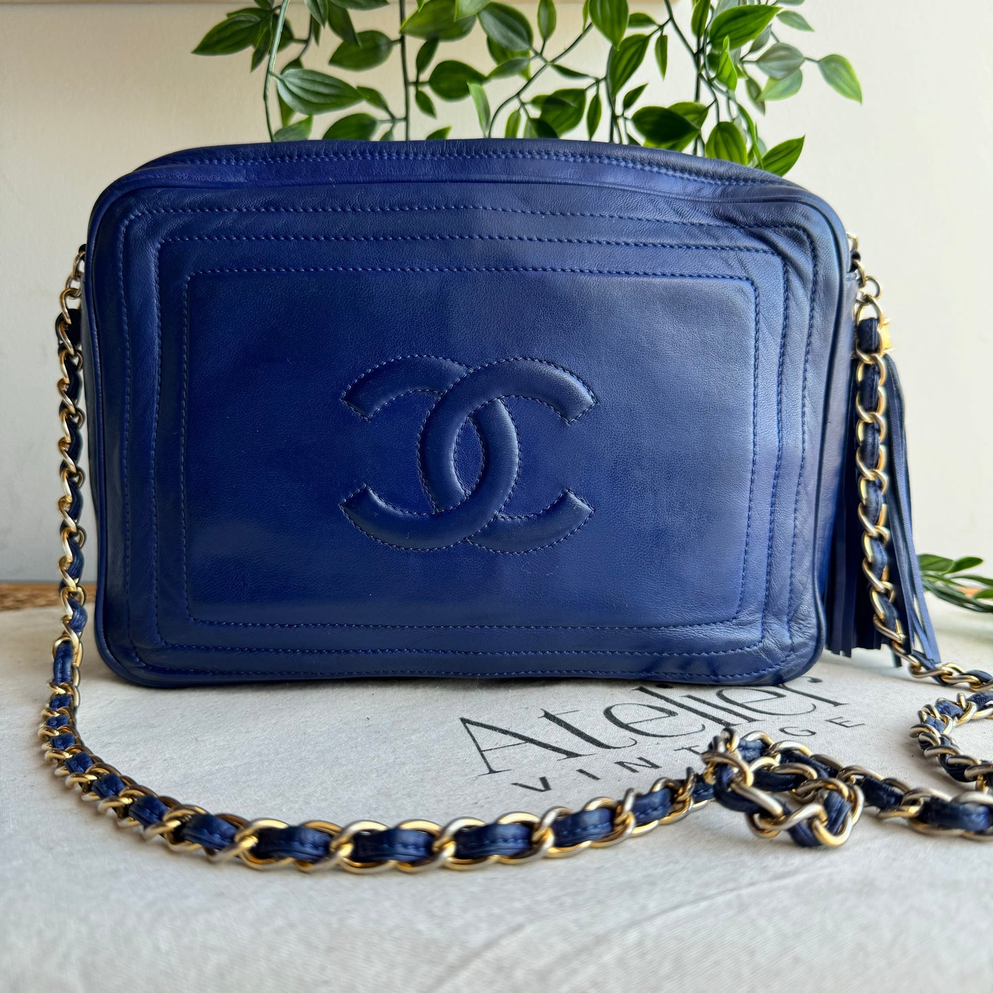 Chanel 1986 CC Quilted French Blue Camera bag