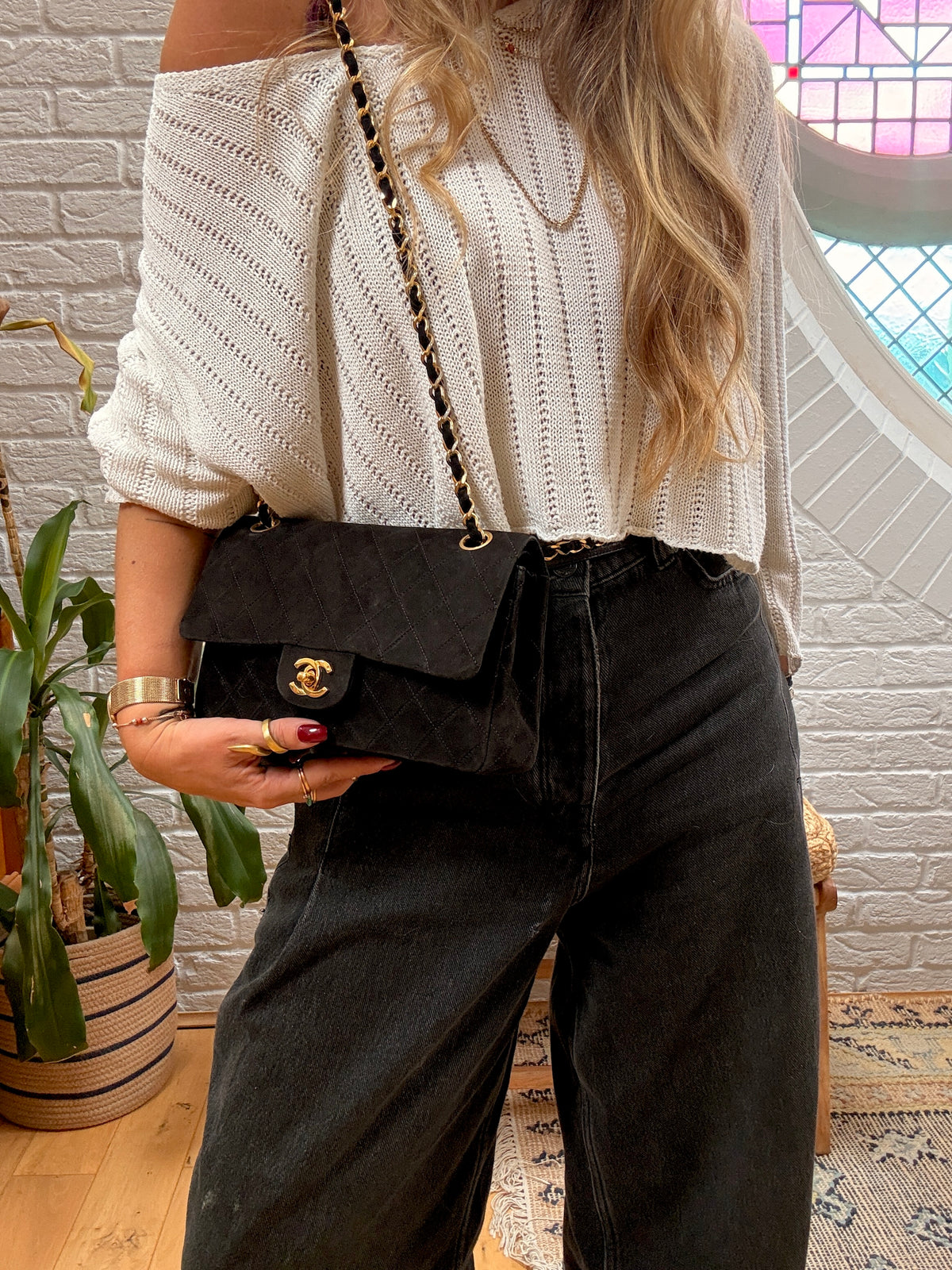 Chanel 1986 Rare Suede Black Classic Double Flap Small
