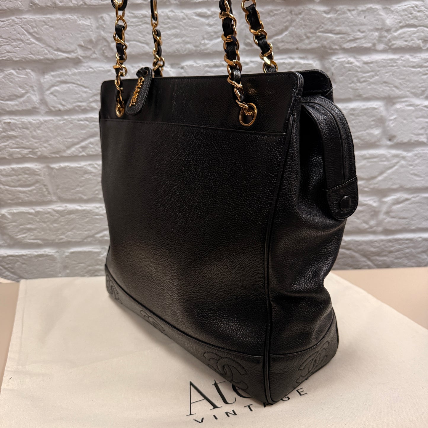 Chanel 1994 Black Triple CC Caviar Tote