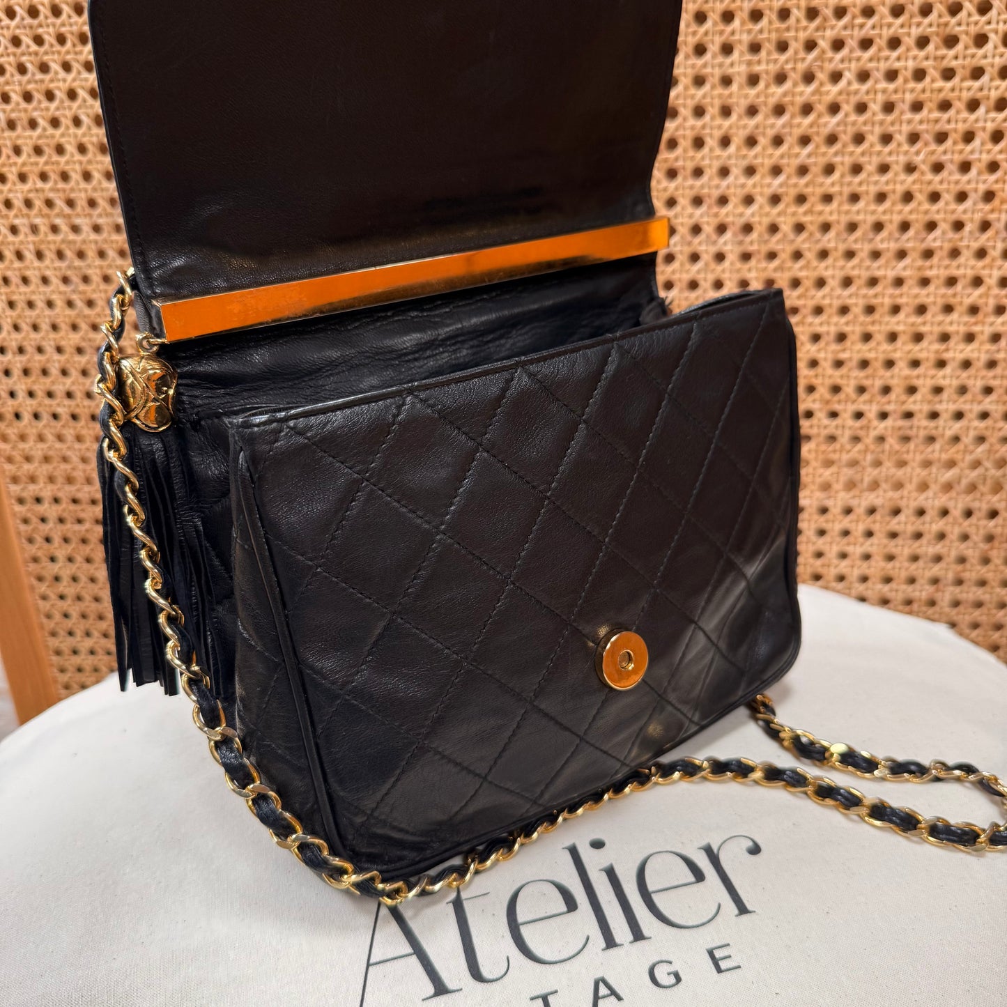 Chanel Rare 1989 Envelope Camera Style Tassel Bag