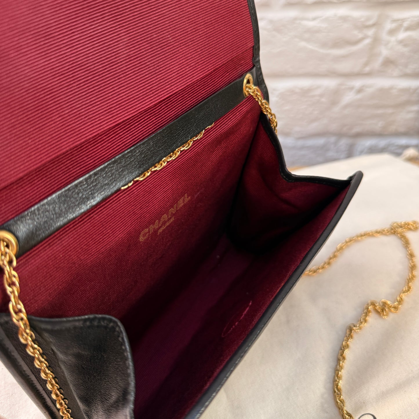 Chanel Early 1980s Rare Black Lambskin Leather Single flap Cross Body