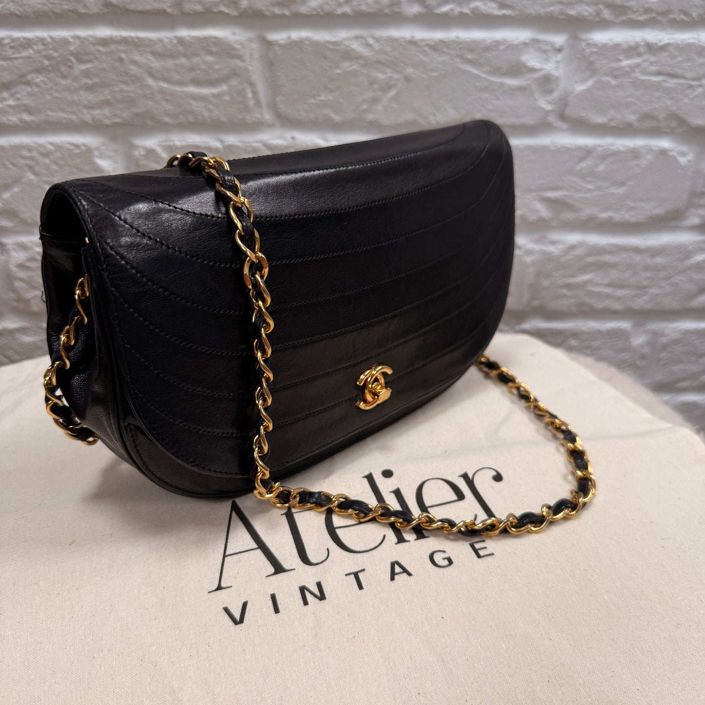 Chanel Early 1980s Quilted Half Moon CC Turnlock Single Flap