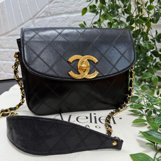 Chanel Jumbo CC Clasp Black Lambskin Cross Body