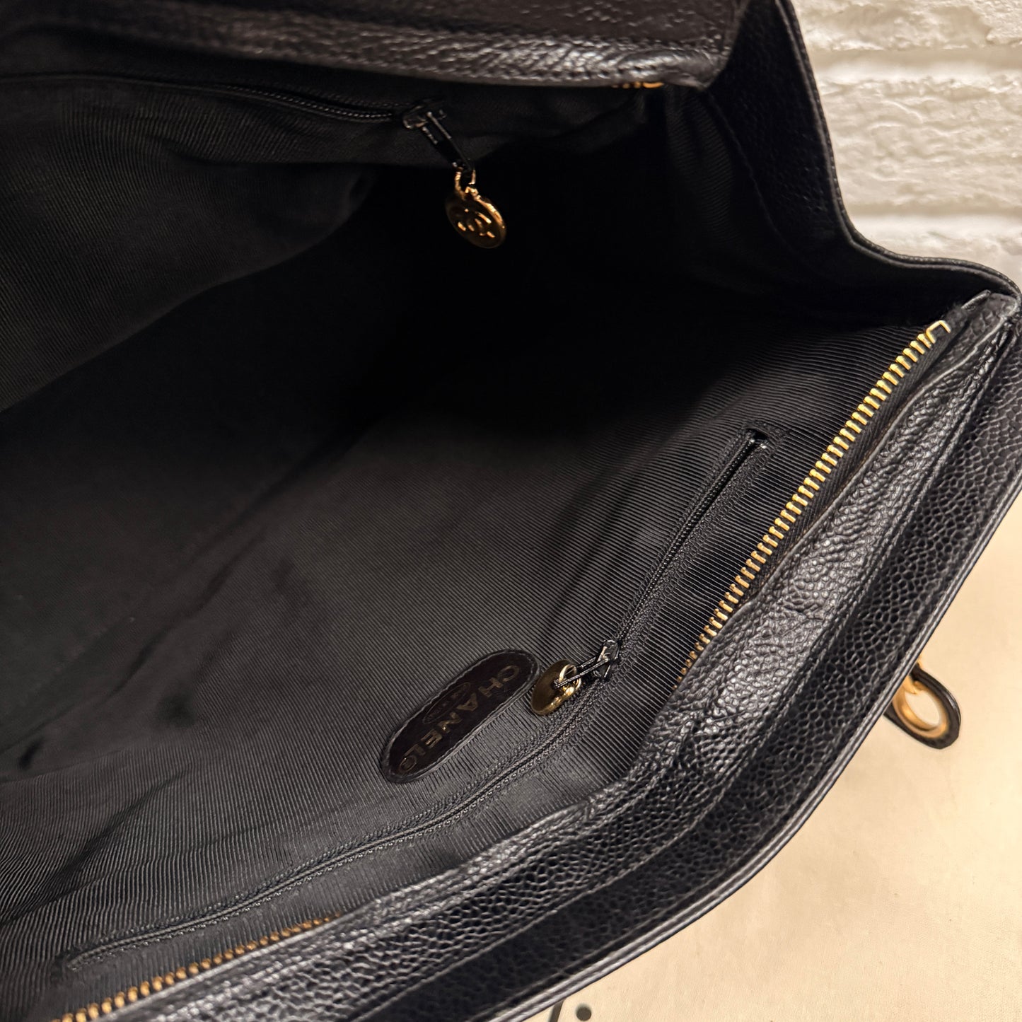 Chanel 1994 Black Triple CC Caviar Tote