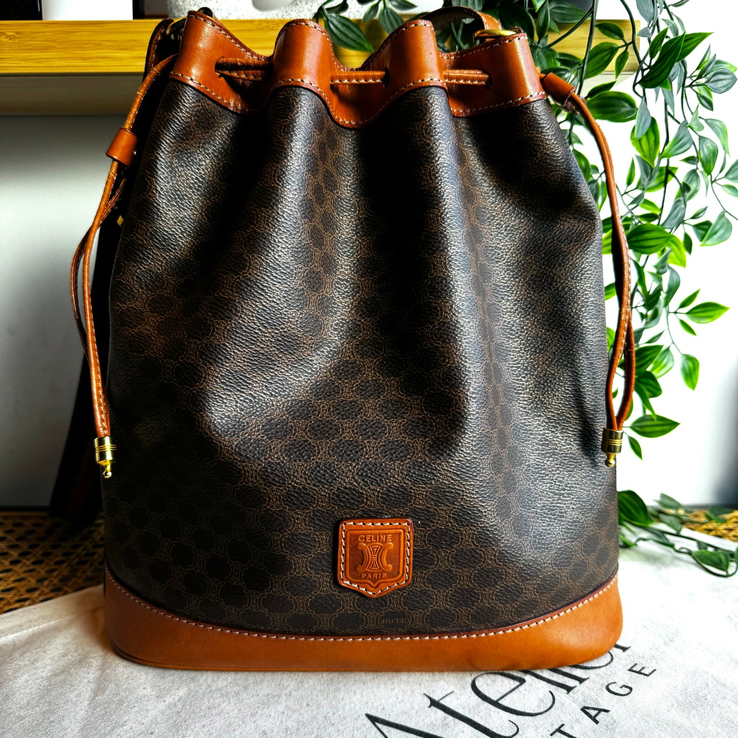 Celine Brown Macadam Bucket Bag