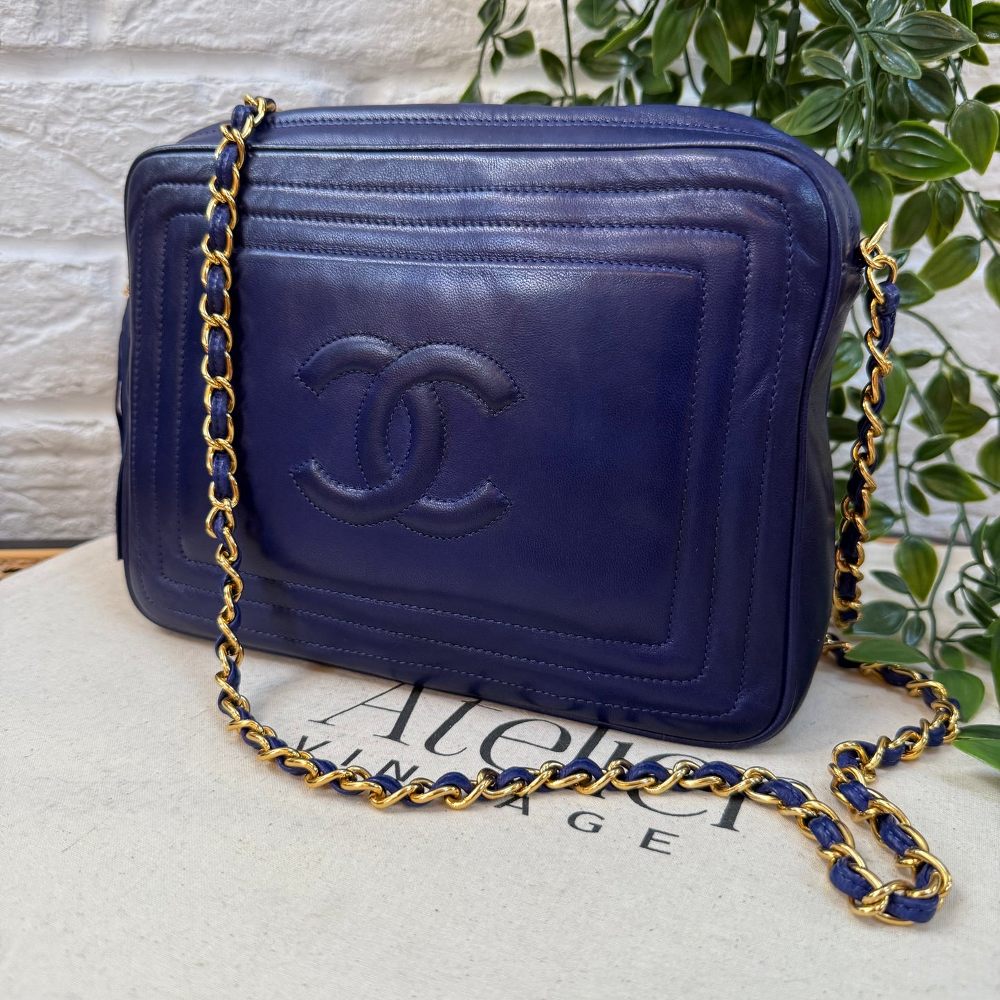 Chanel 1986 CC Quilted French Blue Camera bag