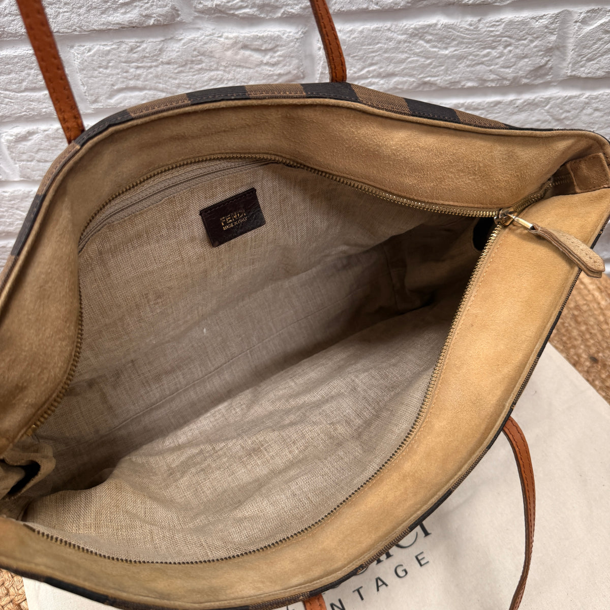 Fendi 1990s Pequin Tote