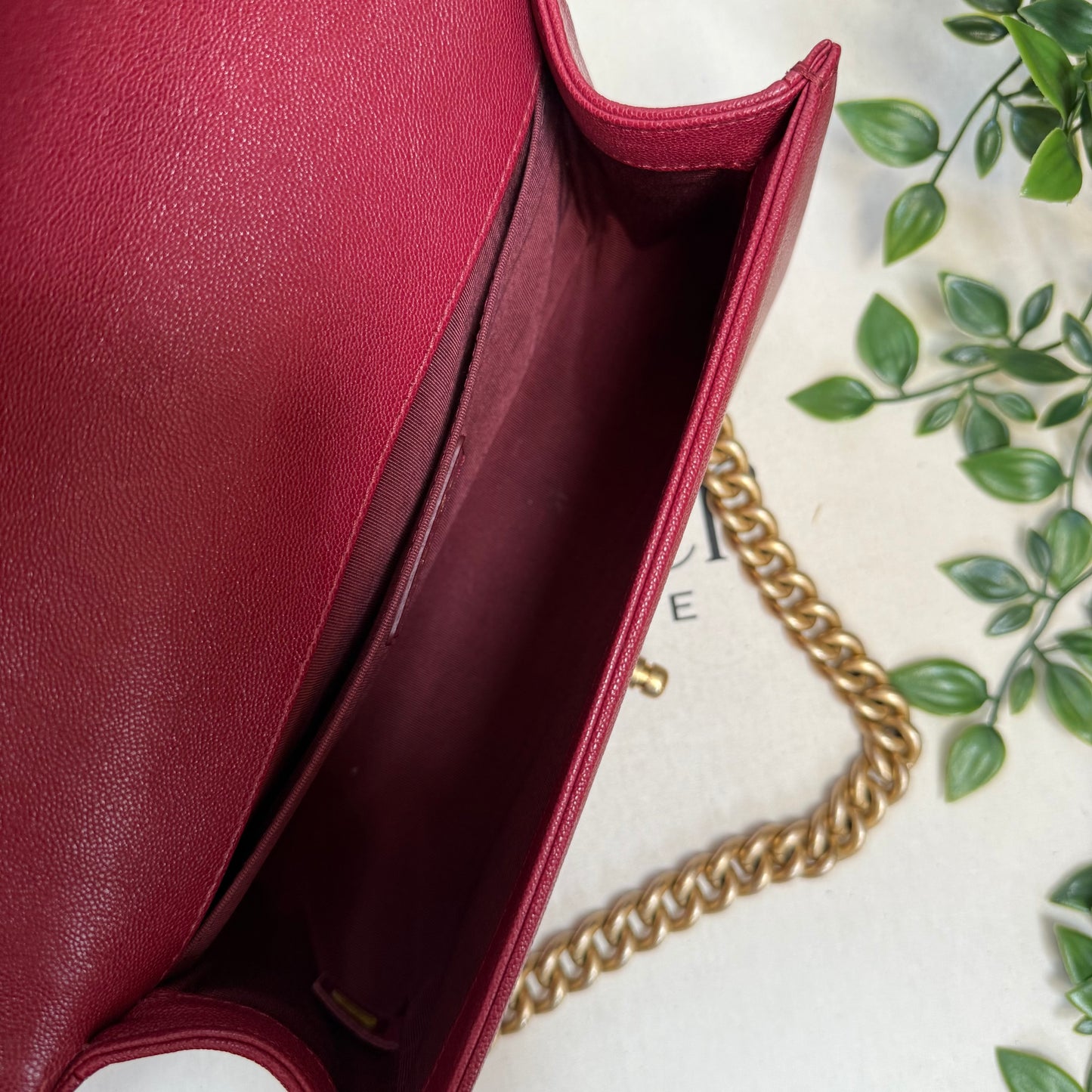 Chanel 2018 Burgundy Le Boy Diamond Quilted Caviar Leather