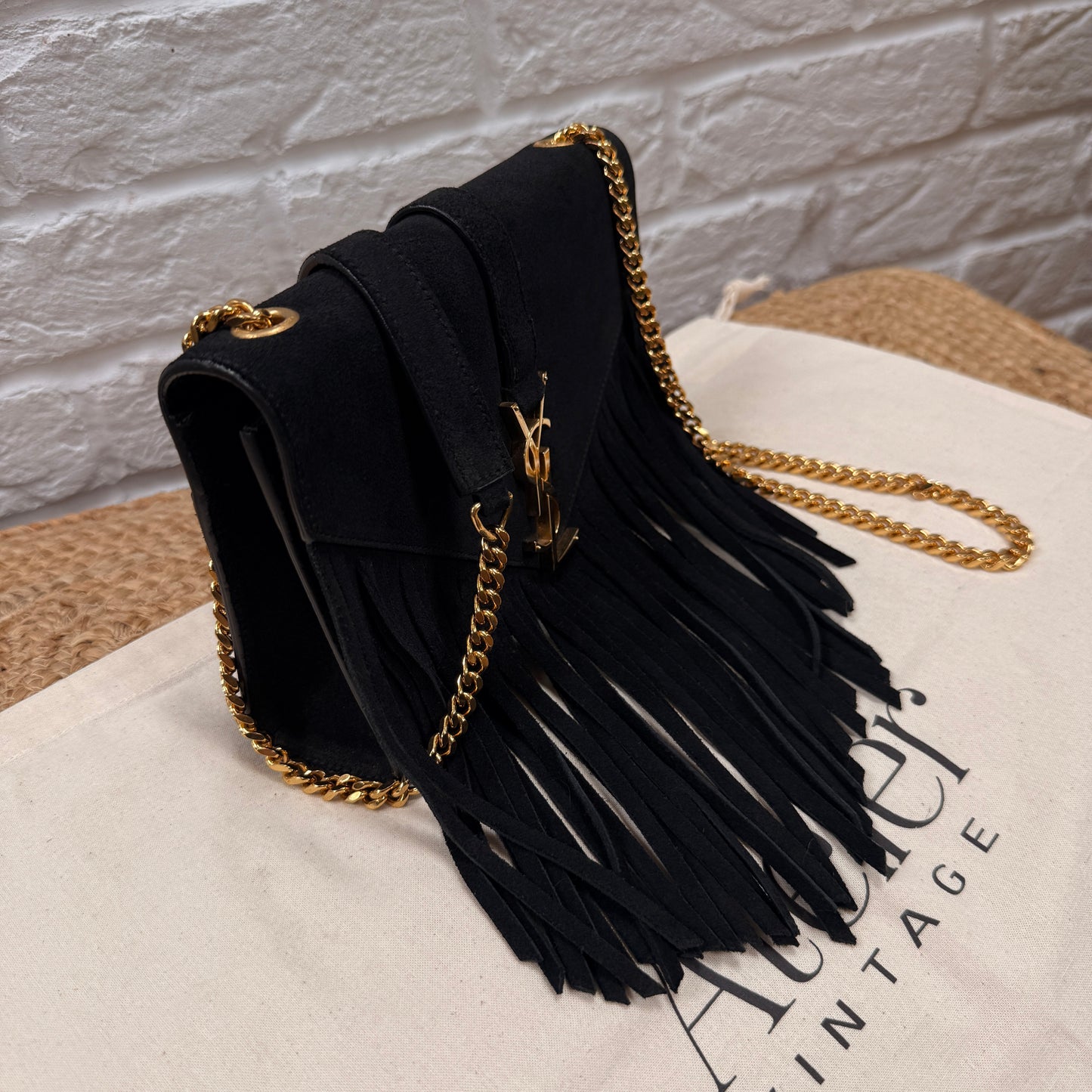 Saint Laurent Rare 2015 Envelope Suede Fringe