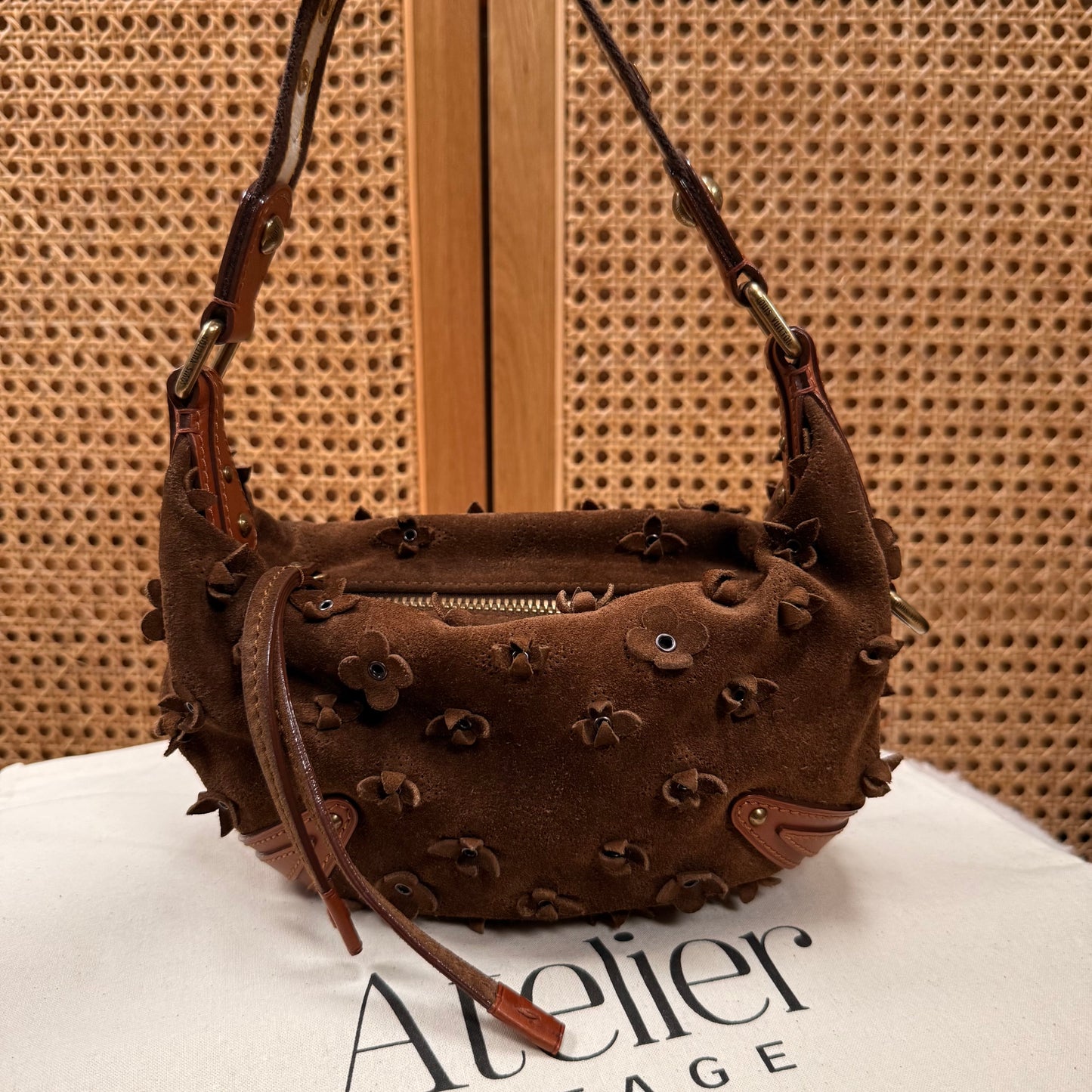 Louis Vuitton 2008 Rare Brown Suede Flower Mahina Onatah PM