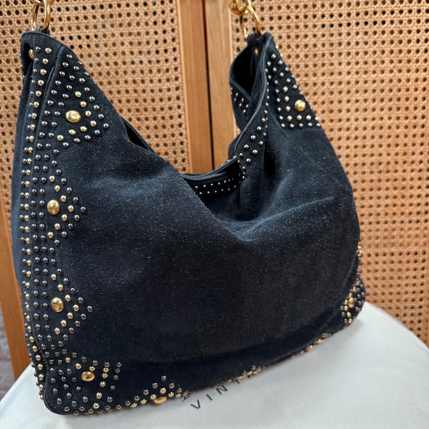 Saint Laurent 2008 Besace Suede & Studded Tote