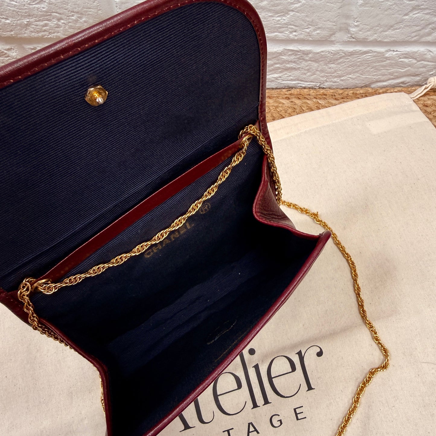 Chanel Early 1980s Rare Bordeaux Lambskin Leather Single flap Cross Body