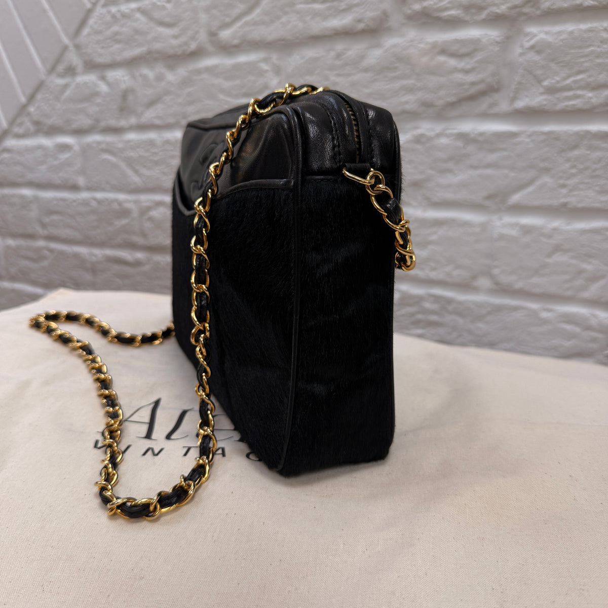 Chanel 1986 Rare Black Pony Hair & Leather Camera Bag