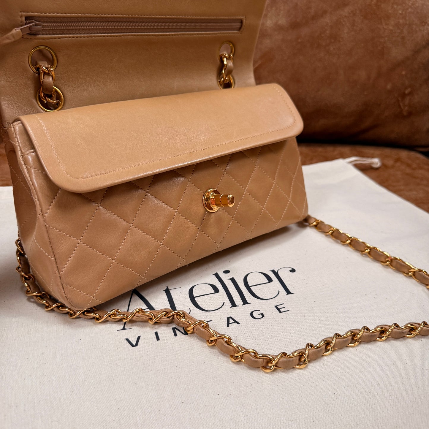 Chanel 1997 Rare Dark Beige Classic Double Flap Small