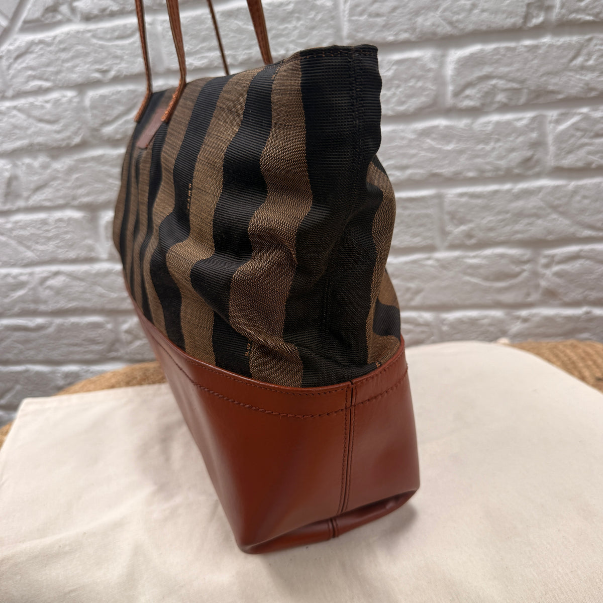 Fendi 1990s Pequin Tote