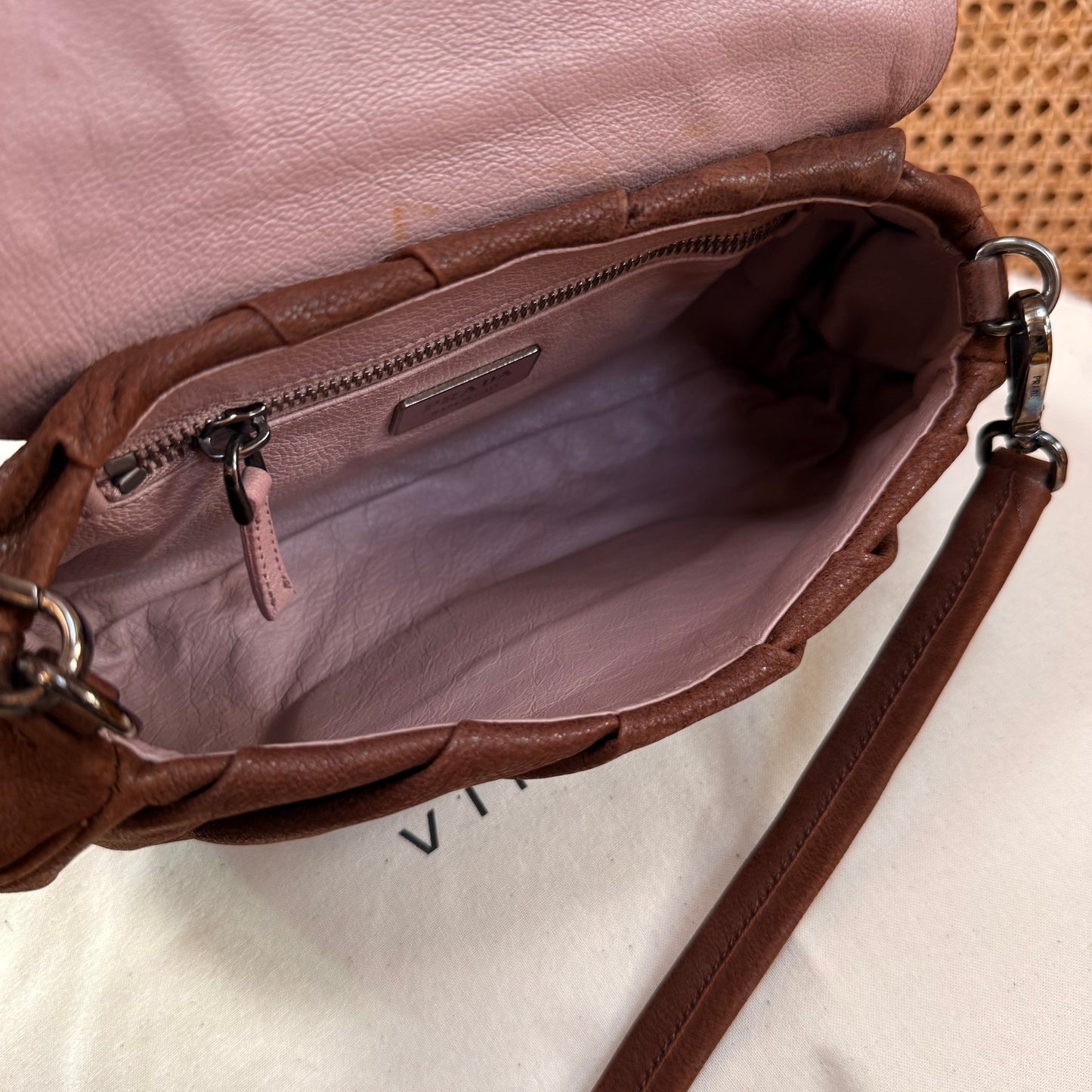 Prada 2002 Brown & Embellished Jewel Two Way Shoulder Bag