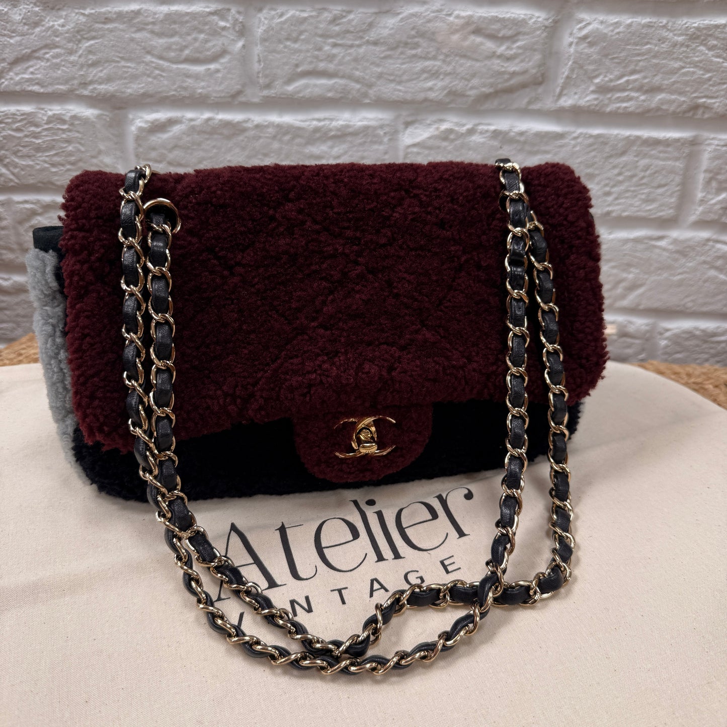 Chanel 2019 Shearling Tri Color Single Flap
