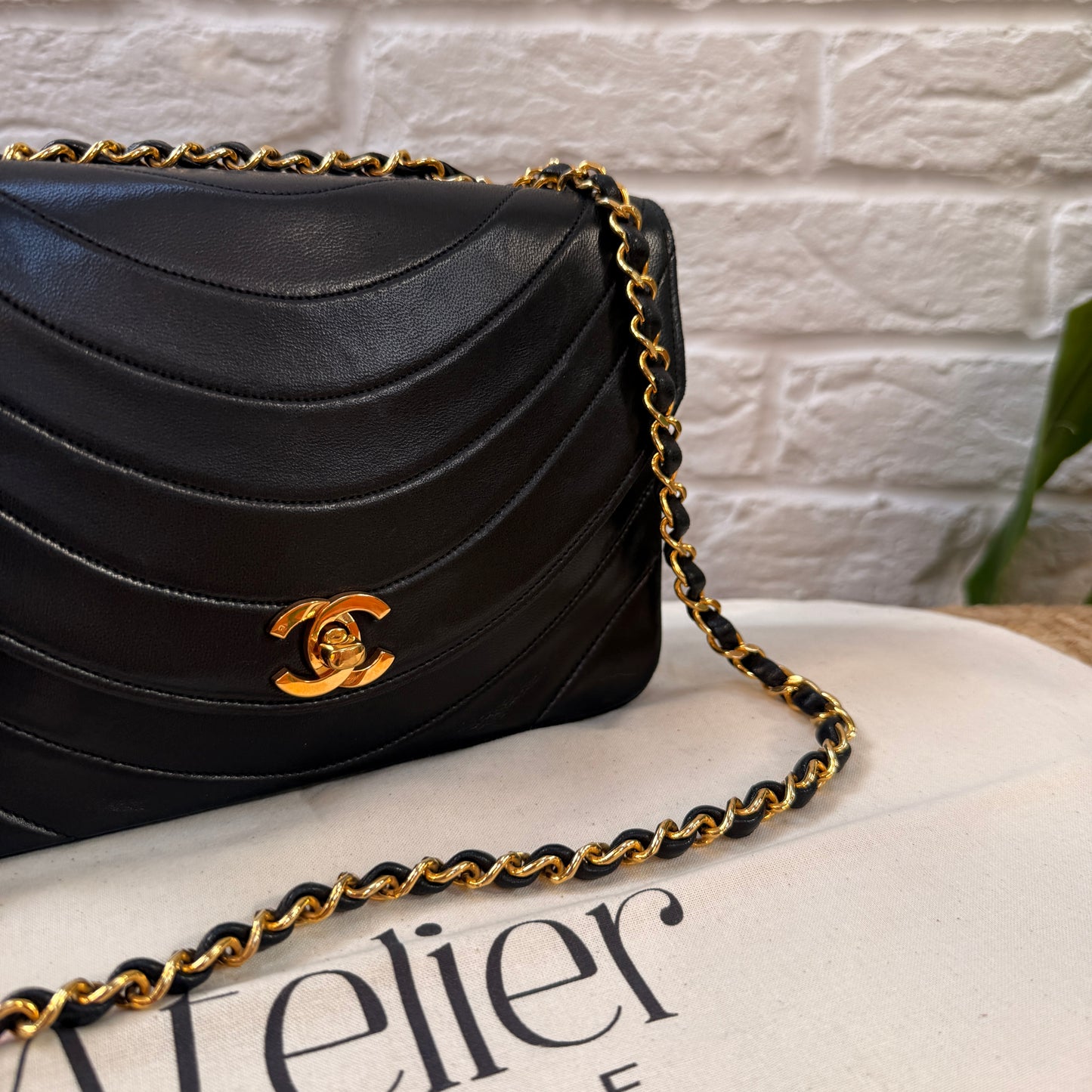 Chanel 1986 Rare Black Half Moon Quilted single flap
