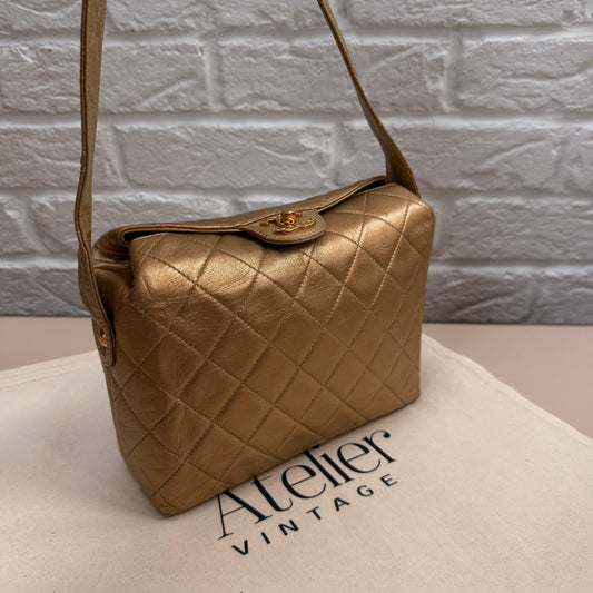 Chanel 1991 CC Turnlock closure cross body in gold Lambskin leather & 24k gold hardware