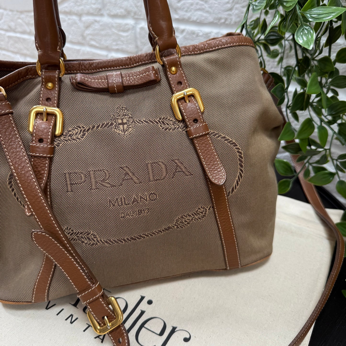 Prada 1990s Canapa Two Way Tote