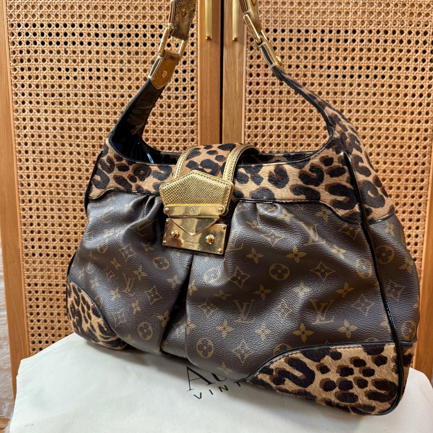 Louis Vuitton 2006 Super rare & immaculate Stephen Sprouse Polly on monogram & Leopard pony hair