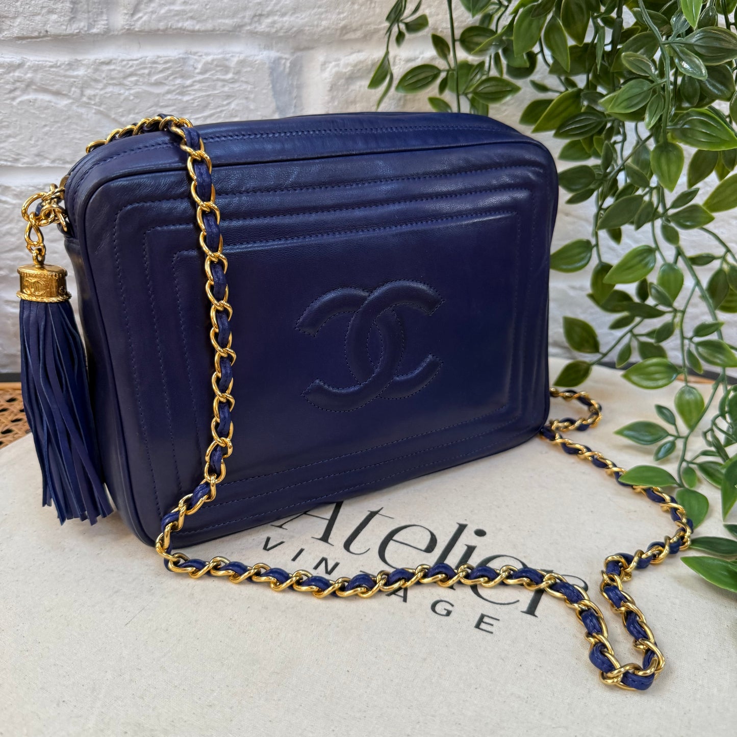 Chanel 1986 CC Quilted French Blue Camera bag