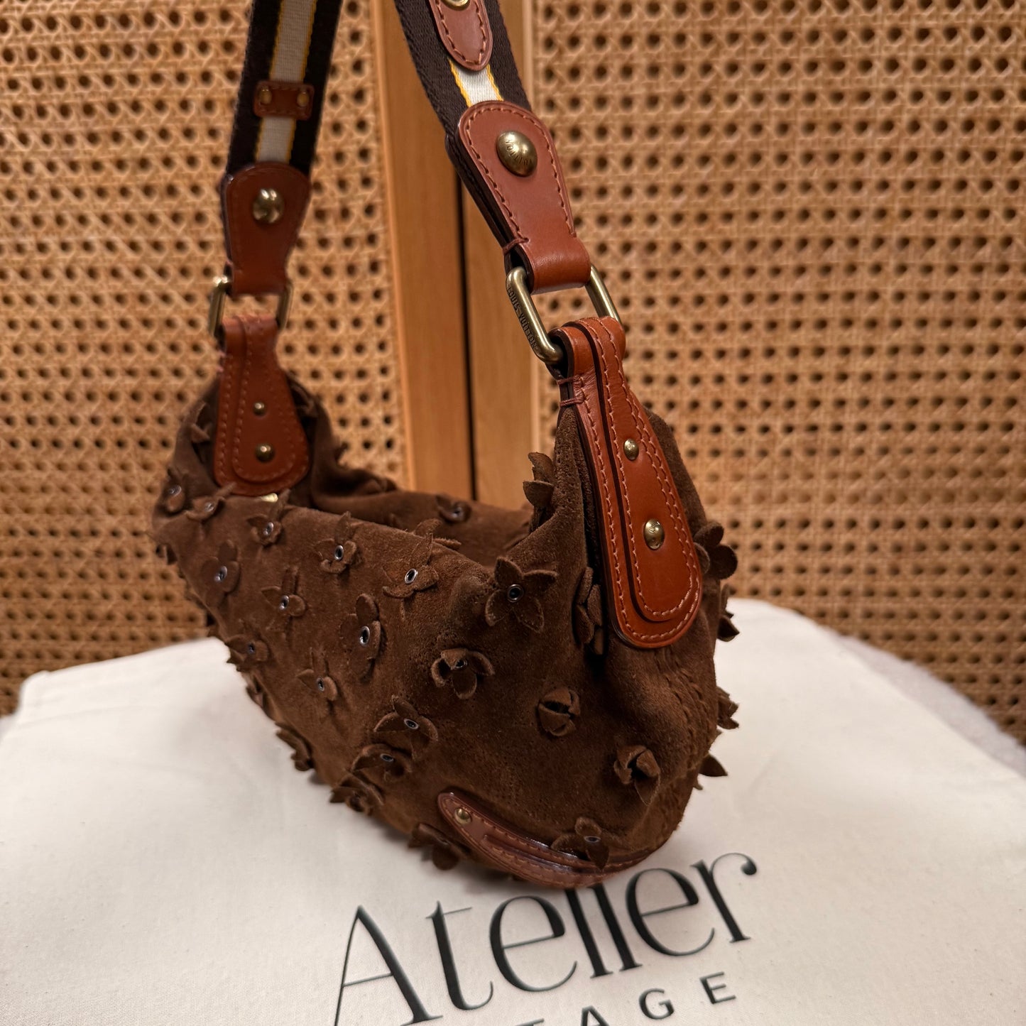 Louis Vuitton 2008 Rare Brown Suede Flower Mahina Onatah PM