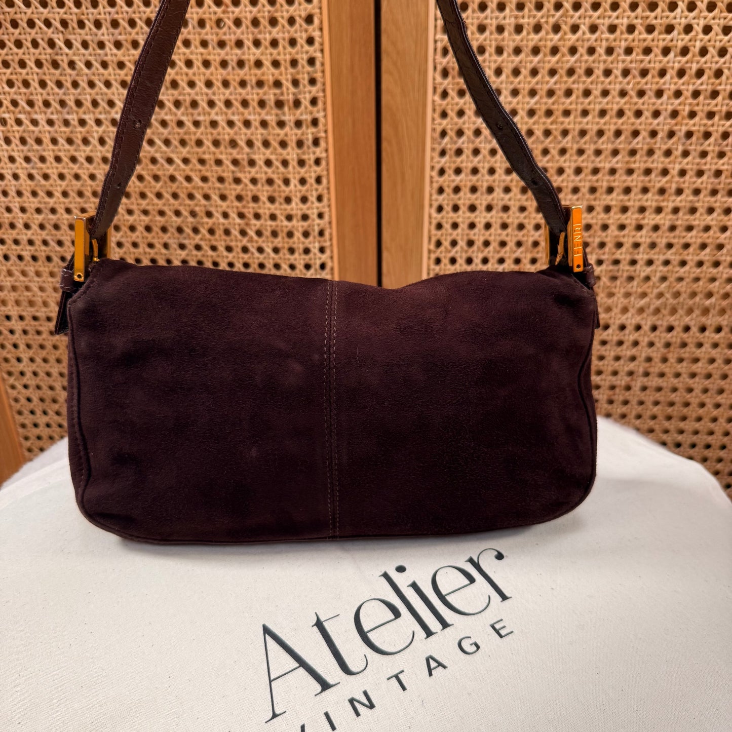 Fendi 1999 Fendi Baguette - Chocolate Suede & Enamel Closure