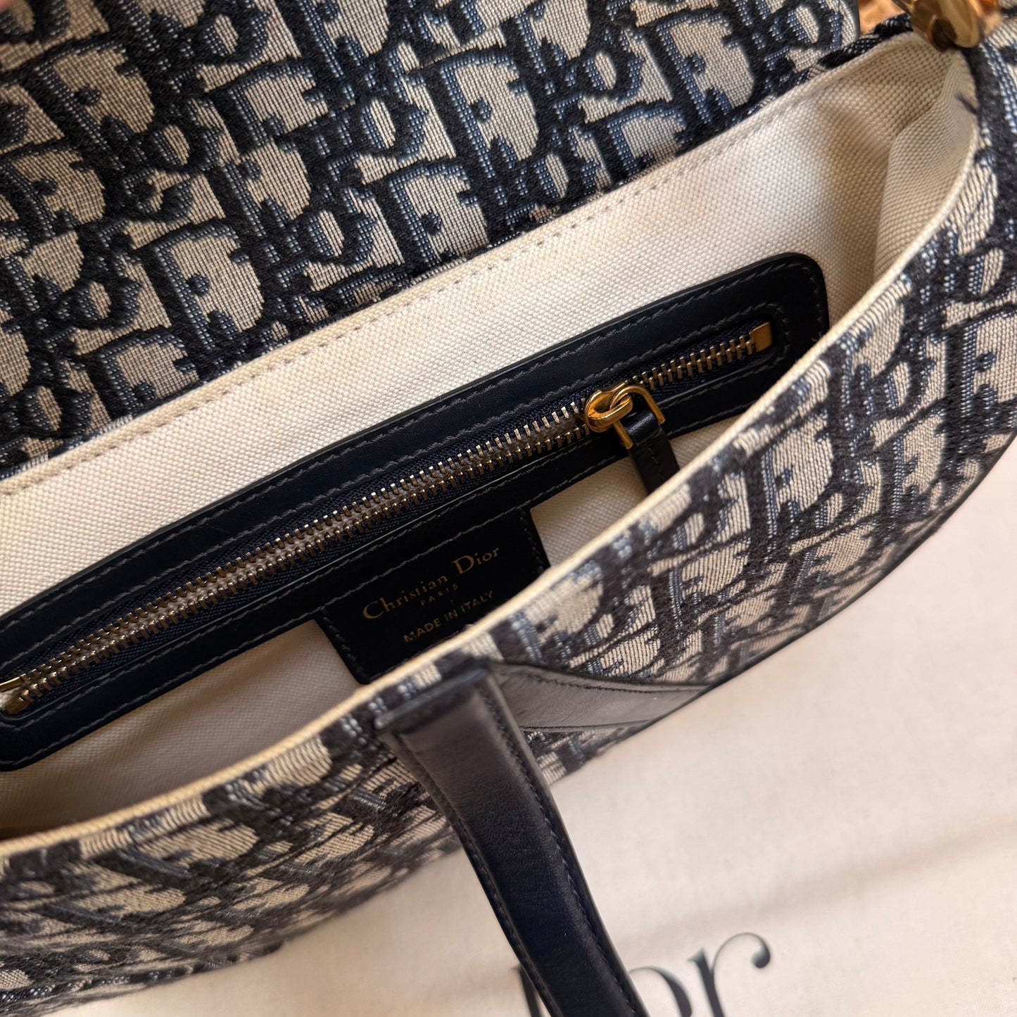 Dior 2019 Saddle Bag in Navy Oblique