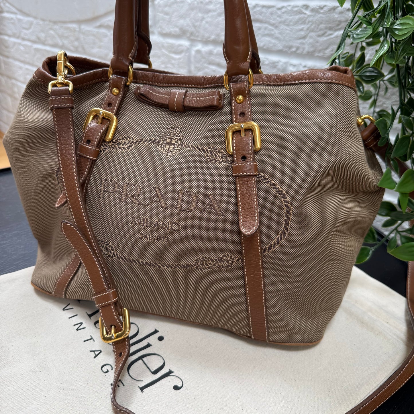Prada 1990s Canapa Two Way Tote